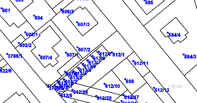 Parcela st. 612/2 v KÚ Kutná Hora, Katastrální mapa