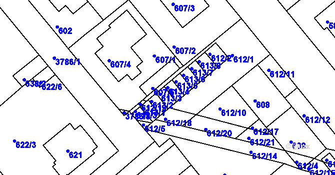 Parcela st. 613/4 v KÚ Kutná Hora, Katastrální mapa
