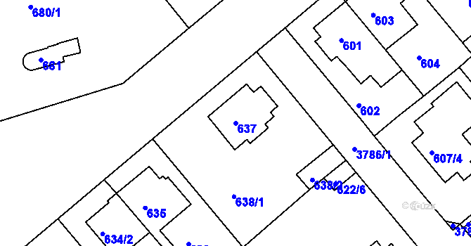 Parcela st. 637 v KÚ Kutná Hora, Katastrální mapa