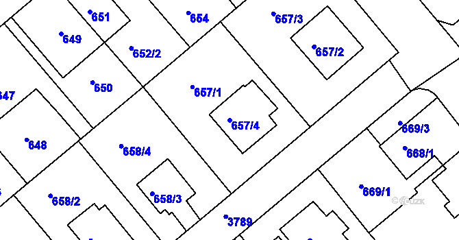 Parcela st. 657/4 v KÚ Kutná Hora, Katastrální mapa