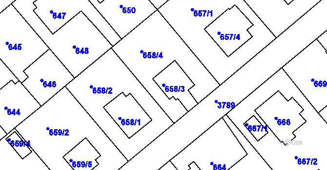Parcela st. 658/3 v KÚ Kutná Hora, Katastrální mapa