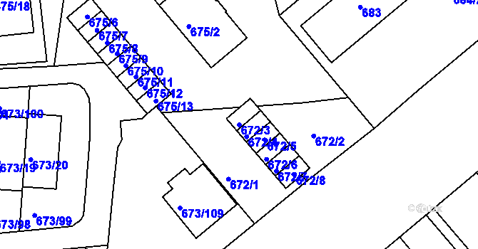 Parcela st. 672/3 v KÚ Kutná Hora, Katastrální mapa