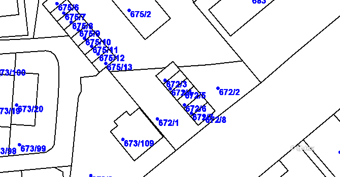 Parcela st. 672/4 v KÚ Kutná Hora, Katastrální mapa