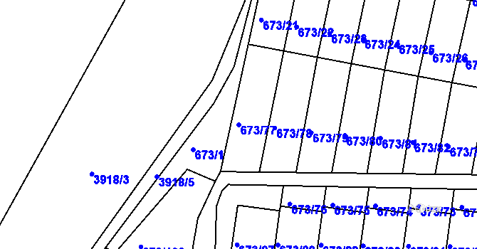 Parcela st. 673/77 v KÚ Kutná Hora, Katastrální mapa