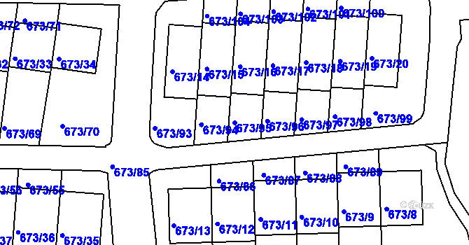 Parcela st. 673/95 v KÚ Kutná Hora, Katastrální mapa