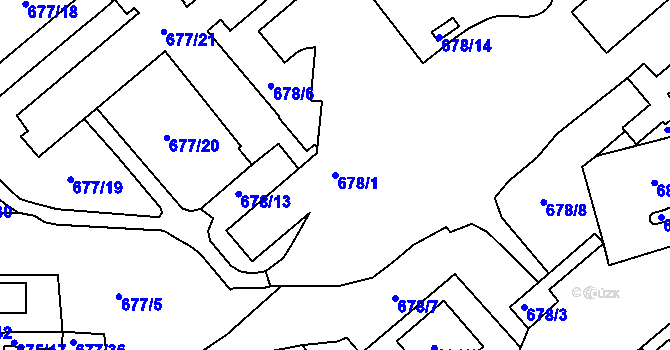 Parcela st. 678/1 v KÚ Kutná Hora, Katastrální mapa