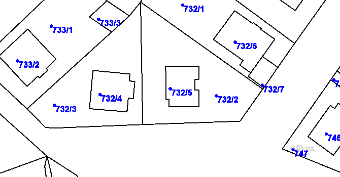 Parcela st. 732/5 v KÚ Kutná Hora, Katastrální mapa
