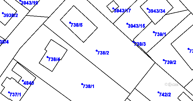 Parcela st. 738/2 v KÚ Kutná Hora, Katastrální mapa