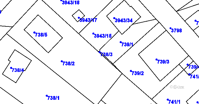 Parcela st. 738/3 v KÚ Kutná Hora, Katastrální mapa
