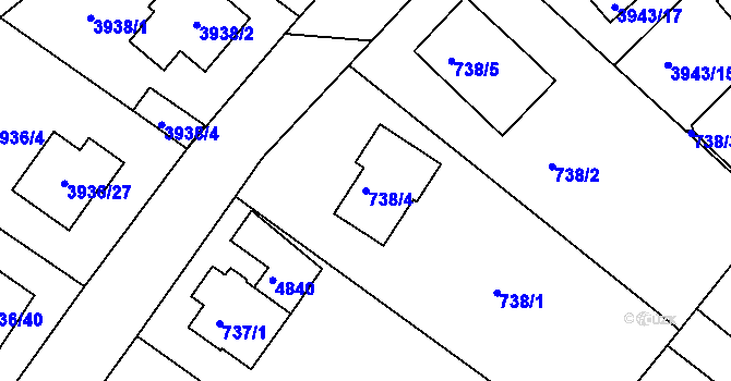 Parcela st. 738/4 v KÚ Kutná Hora, Katastrální mapa