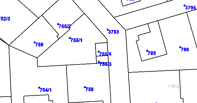 Parcela st. 755/4 v KÚ Kutná Hora, Katastrální mapa