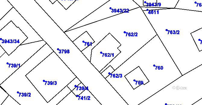 Parcela st. 762/1 v KÚ Kutná Hora, Katastrální mapa