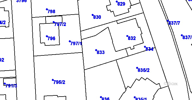 Parcela st. 833 v KÚ Kutná Hora, Katastrální mapa
