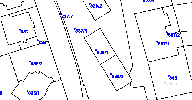 Parcela st. 838/1 v KÚ Kutná Hora, Katastrální mapa