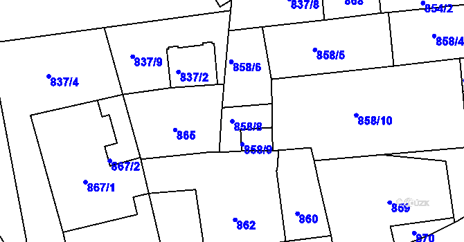 Parcela st. 858/8 v KÚ Kutná Hora, Katastrální mapa