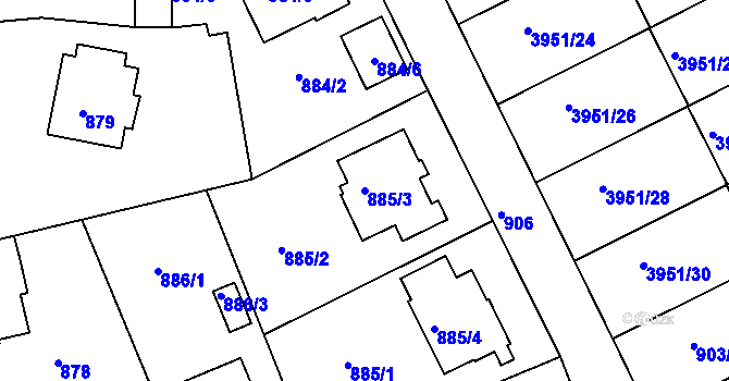 Parcela st. 885/3 v KÚ Kutná Hora, Katastrální mapa