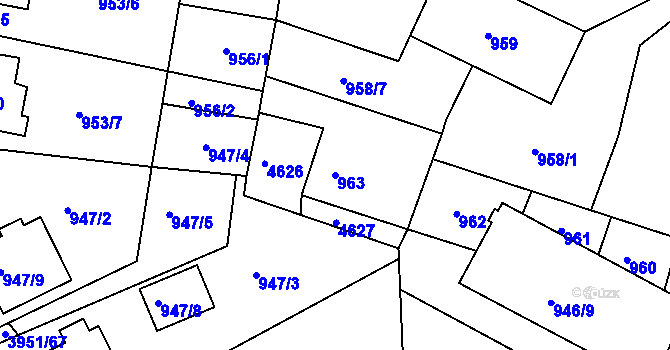 Parcela st. 963 v KÚ Kutná Hora, Katastrální mapa
