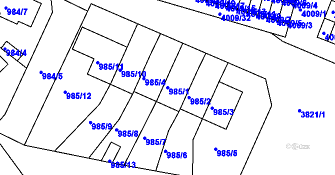Parcela st. 985/1 v KÚ Kutná Hora, Katastrální mapa