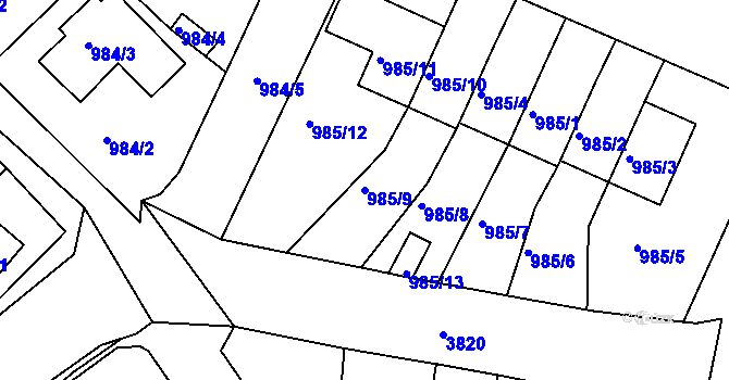 Parcela st. 985/9 v KÚ Kutná Hora, Katastrální mapa