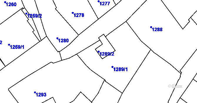 Parcela st. 1289/2 v KÚ Kutná Hora, Katastrální mapa