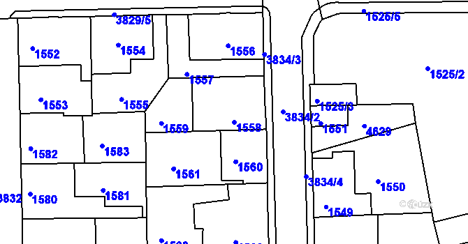 Parcela st. 1558 v KÚ Kutná Hora, Katastrální mapa