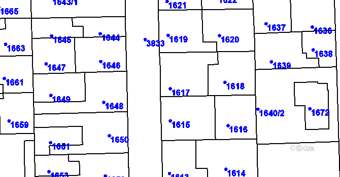 Parcela st. 1617 v KÚ Kutná Hora, Katastrální mapa