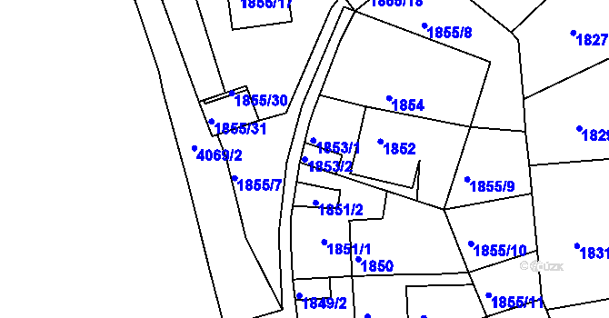Parcela st. 1853/2 v KÚ Kutná Hora, Katastrální mapa
