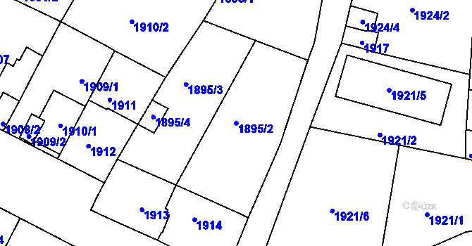 Parcela st. 1895/2 v KÚ Kutná Hora, Katastrální mapa