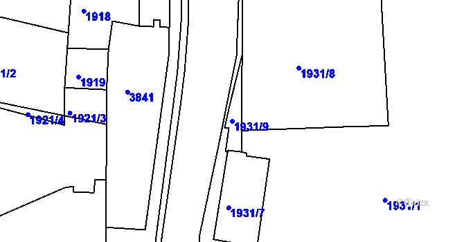 Parcela st. 1931/9 v KÚ Kutná Hora, Katastrální mapa