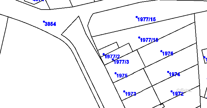 Parcela st. 1977/2 v KÚ Kutná Hora, Katastrální mapa