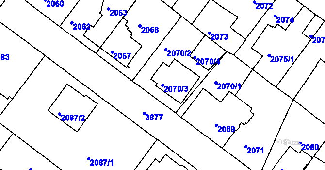 Parcela st. 2070/3 v KÚ Kutná Hora, Katastrální mapa