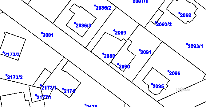 Parcela st. 2088 v KÚ Kutná Hora, Katastrální mapa