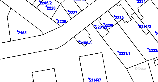 Parcela st. 2165/8 v KÚ Kutná Hora, Katastrální mapa