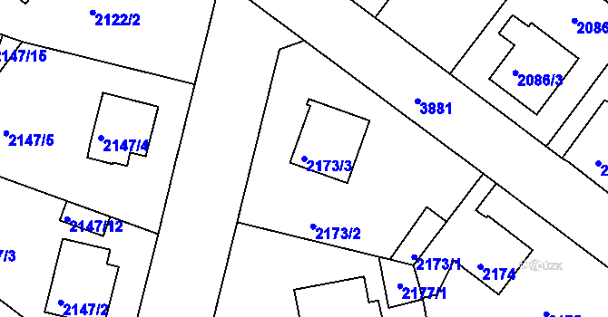 Parcela st. 2173/3 v KÚ Kutná Hora, Katastrální mapa