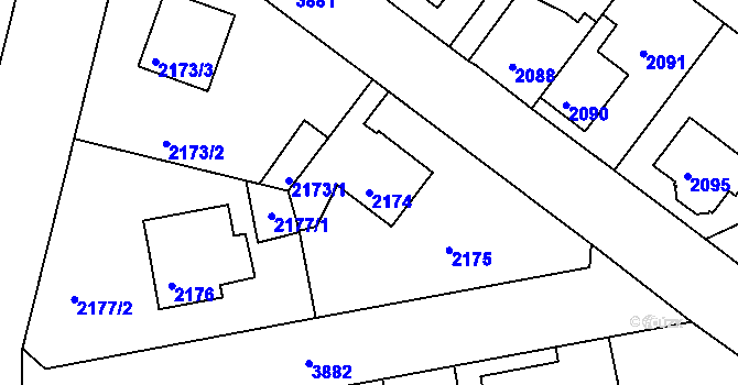 Parcela st. 2174 v KÚ Kutná Hora, Katastrální mapa