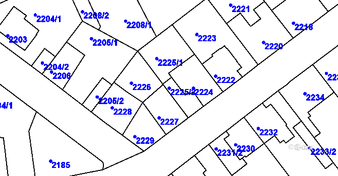 Parcela st. 2225/2 v KÚ Kutná Hora, Katastrální mapa