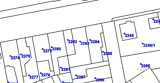 Parcela st. 2282 v KÚ Kutná Hora, Katastrální mapa