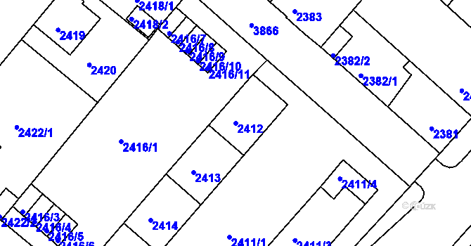 Parcela st. 2412 v KÚ Kutná Hora, Katastrální mapa