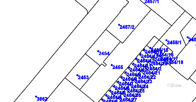 Parcela st. 2454 v KÚ Kutná Hora, Katastrální mapa