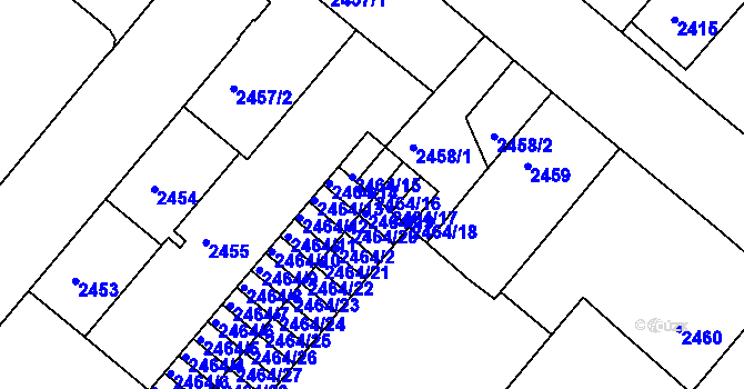 Parcela st. 2464/16 v KÚ Kutná Hora, Katastrální mapa