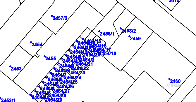 Parcela st. 2464/18 v KÚ Kutná Hora, Katastrální mapa