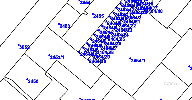 Parcela st. 2464/28 v KÚ Kutná Hora, Katastrální mapa