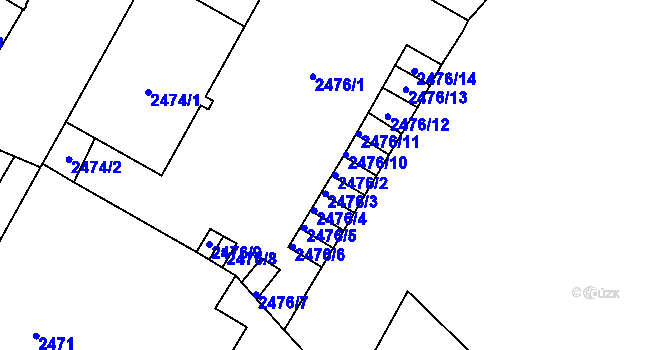 Parcela st. 2476/2 v KÚ Kutná Hora, Katastrální mapa