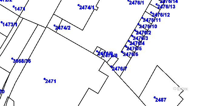 Parcela st. 2476/8 v KÚ Kutná Hora, Katastrální mapa