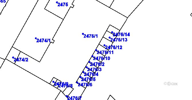 Parcela st. 2476/11 v KÚ Kutná Hora, Katastrální mapa