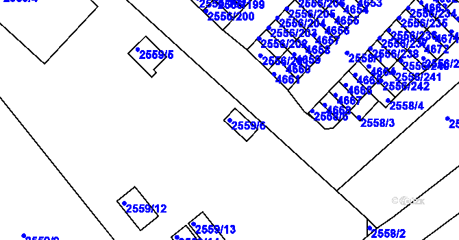 Parcela st. 2559/6 v KÚ Kutná Hora, Katastrální mapa