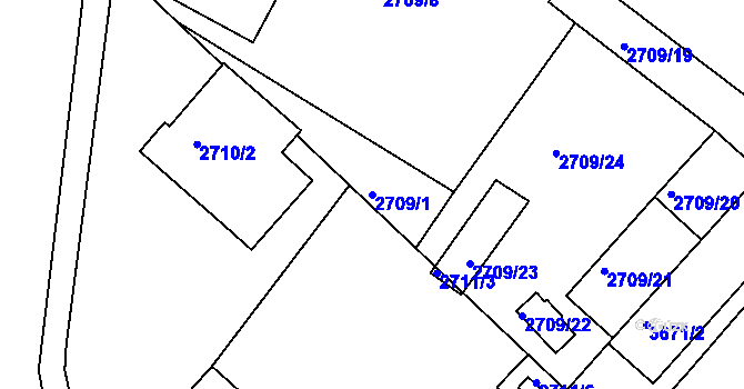 Parcela st. 2709/1 v KÚ Kutná Hora, Katastrální mapa