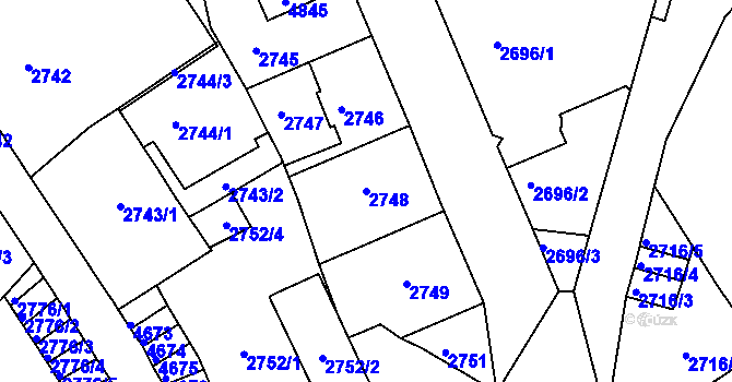 Parcela st. 2748 v KÚ Kutná Hora, Katastrální mapa