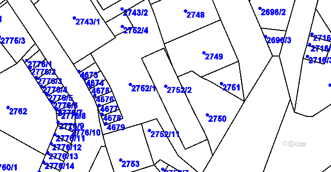 Parcela st. 2752/2 v KÚ Kutná Hora, Katastrální mapa