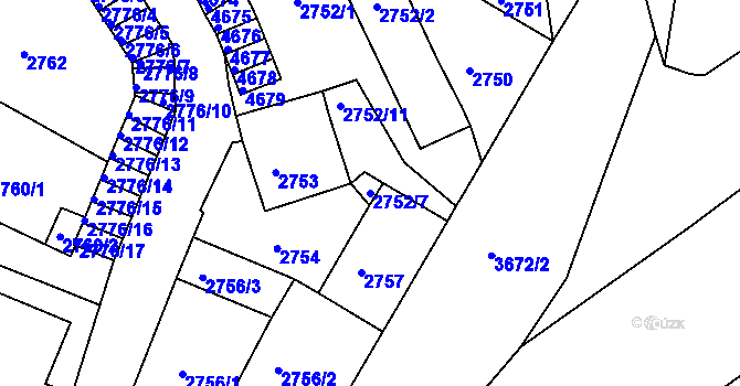Parcela st. 2752/7 v KÚ Kutná Hora, Katastrální mapa